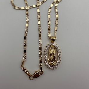 Brazilian 14k Gold Filled Virgen De Guadalupe Necklace